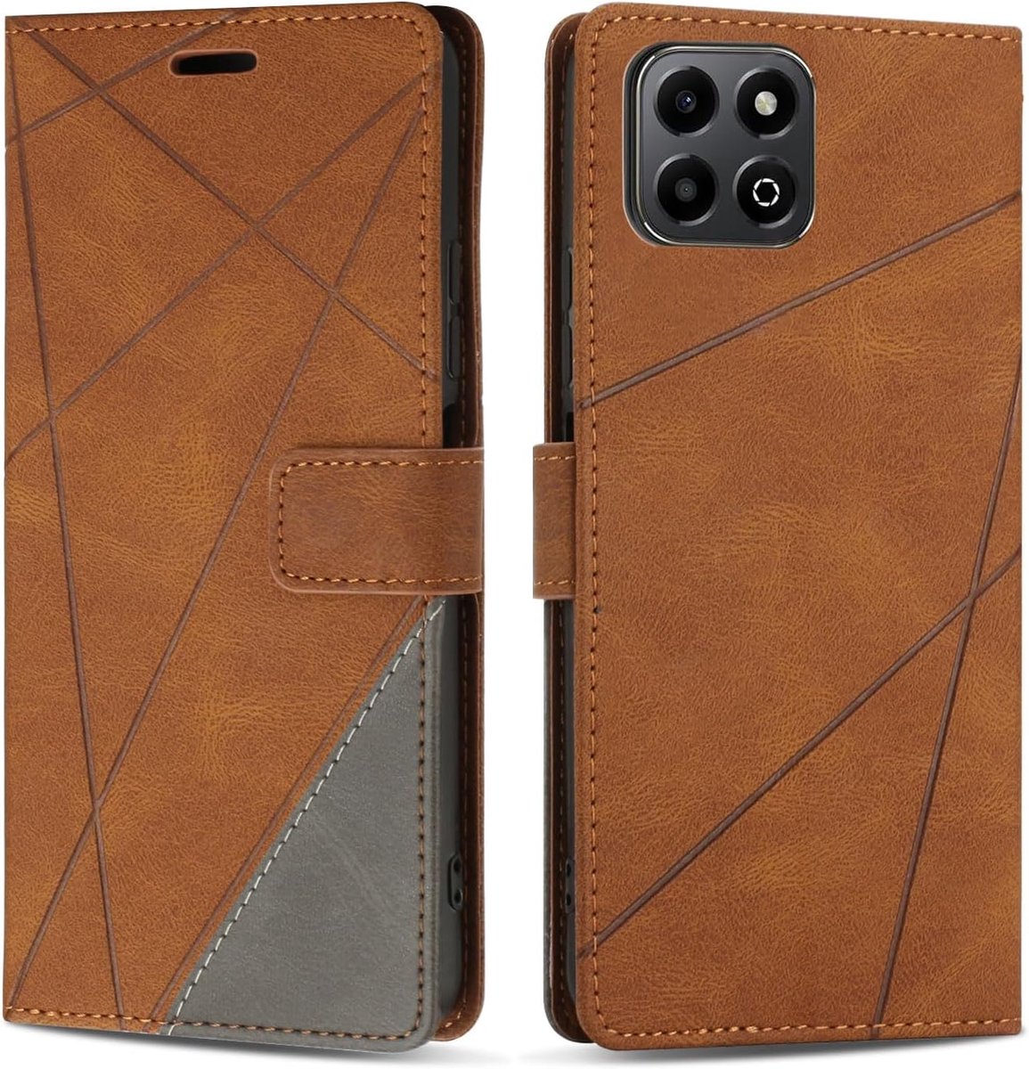 Hoesje voor Honor 200 Smart / X7C, Premium Lederen Portemonnee Beschermhoes Telefoonhoesjes met Kaartenvakken Beschermhoesje voor Honor 200 Smart / X7C, Bruin