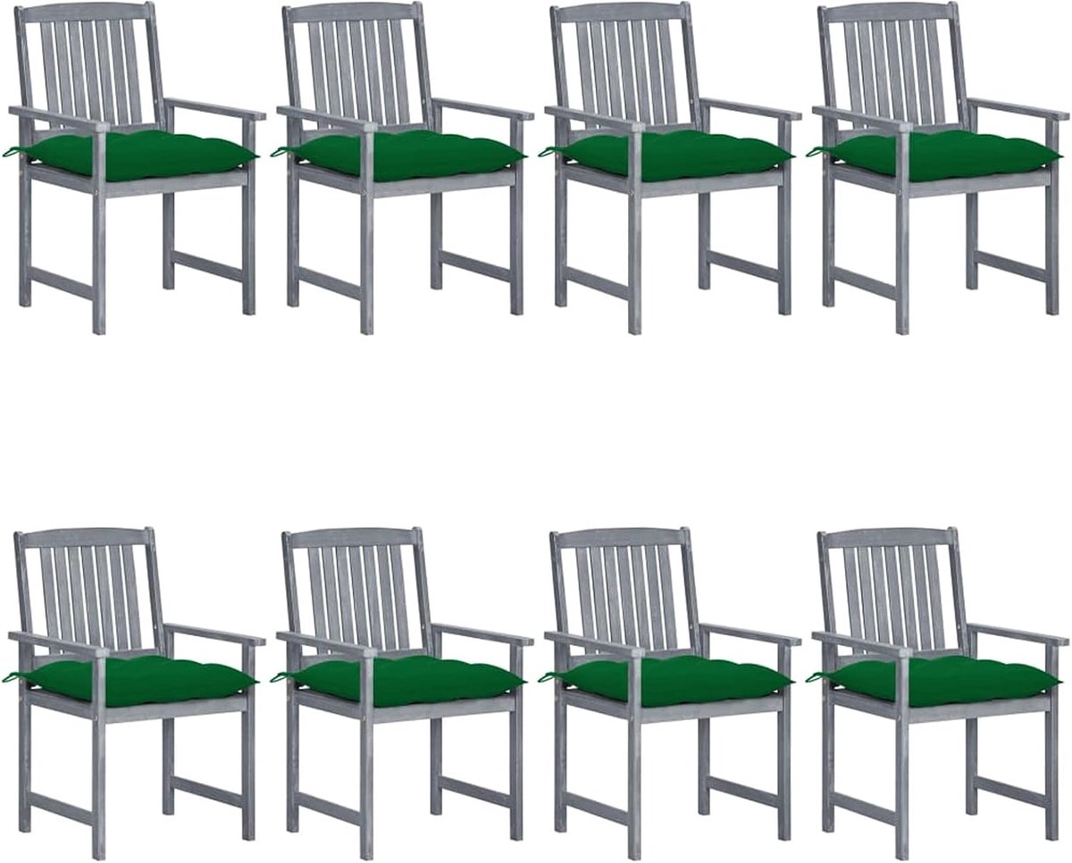 Set van 2/4/6/8 eetkamerstoelen voor de tuin van massief hout met armleuningen, 61 x 57 x 92 cm, kussen 7 cm, tuinstoel voor buiten van hout, tuinstoelen met armleuningen