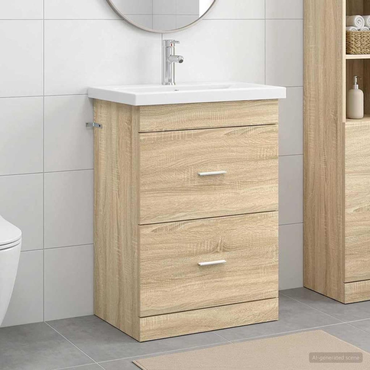 Badkamermeubelset Sonoma eiken 61 x 40 x 84,5 cm met wastafel