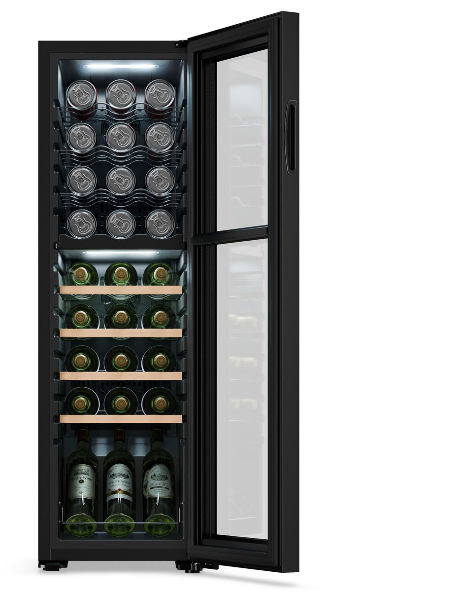 Klarstein Wijnkoeler Vrijstaande Wijnkoelkast voor 27 Flessen – Drankkoelkast met 2 Koelzones & Energiezuinige Compressor, Ideaal voor Wijnliefhebbers - 74L 48 cm - 2 Zones Touch UV-Bescherming Houten Schappen - Wijnklimaatkast – foto 8