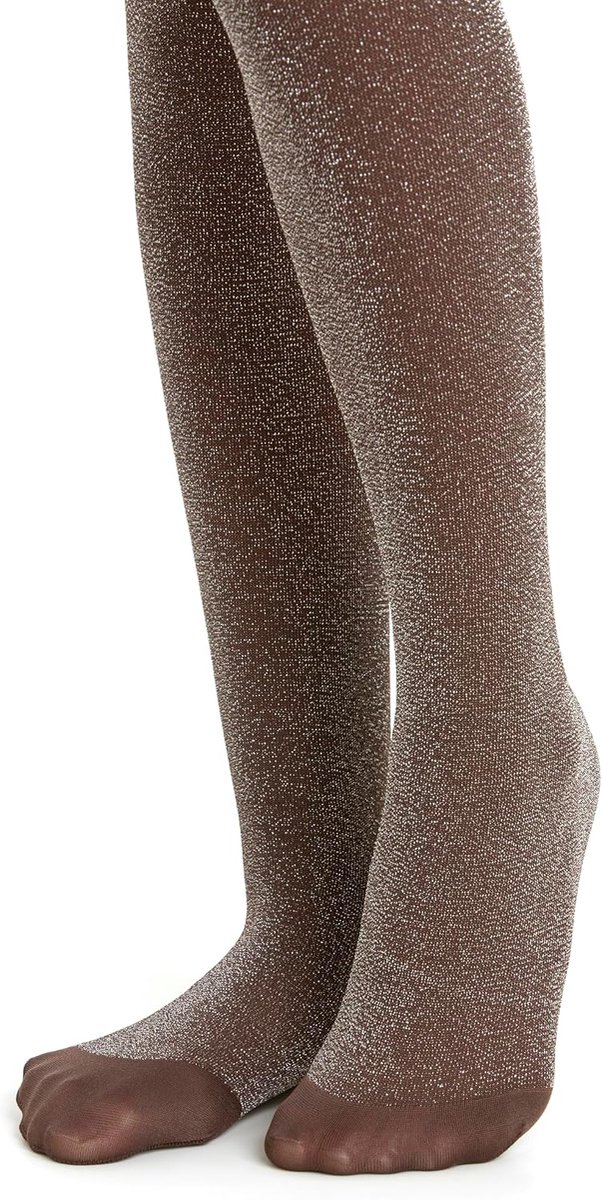 panty voor meisjes, sprankelend bruin, volledige lengte ondoorzichtige panty 70 denier voor meisjes met een felgekleurde glitter.