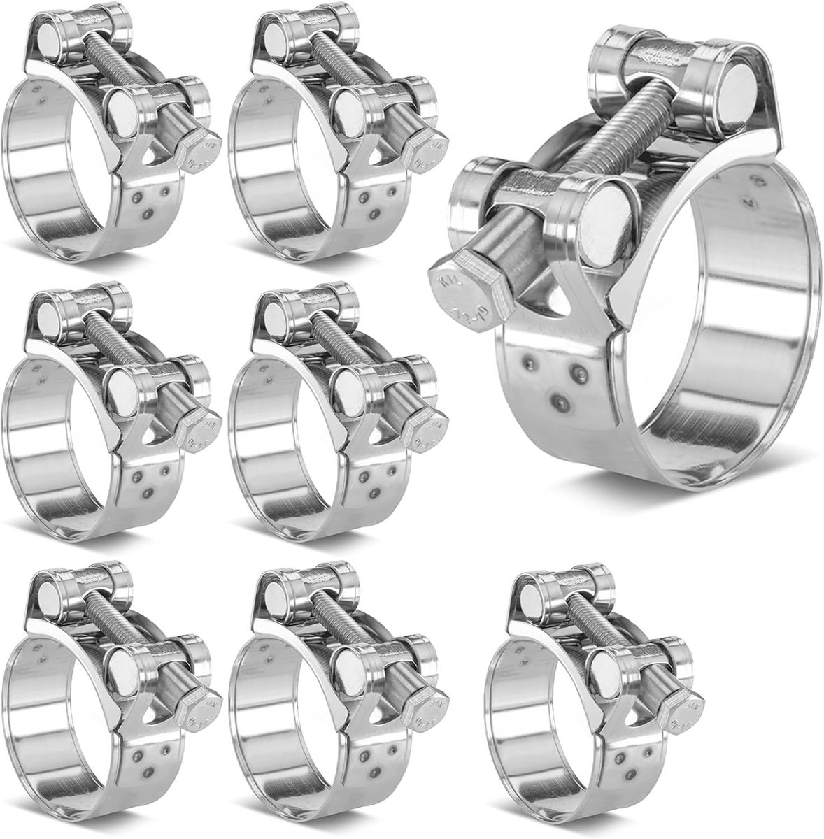 Set van 8 RVS T-Bolt Slangklemmen 36-39 mm - Duurzame en Roestvrije Klemmen voor Auto's, Siliconeslangen en Uitlaatsystemen