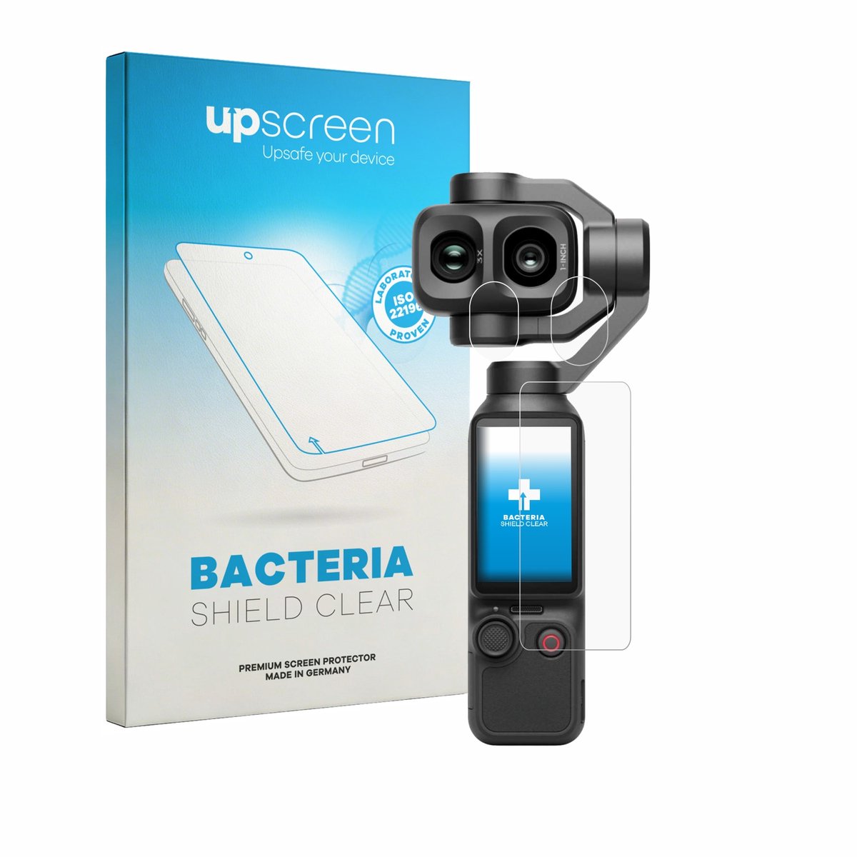 upscreen - Screenprotector voor DJI Osmo Pocket 4P (Display + Lens) - Folie Beschermfolie transparant antibacterieel
