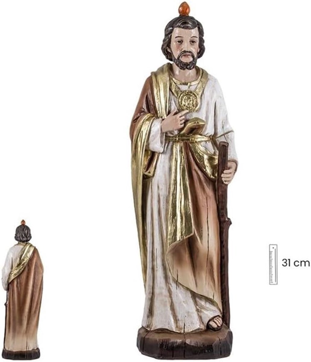 Judas Thadeo figuur religieuze figuur 31 cm. Patroon van moeilijke oorzaken, afbeelding van hars