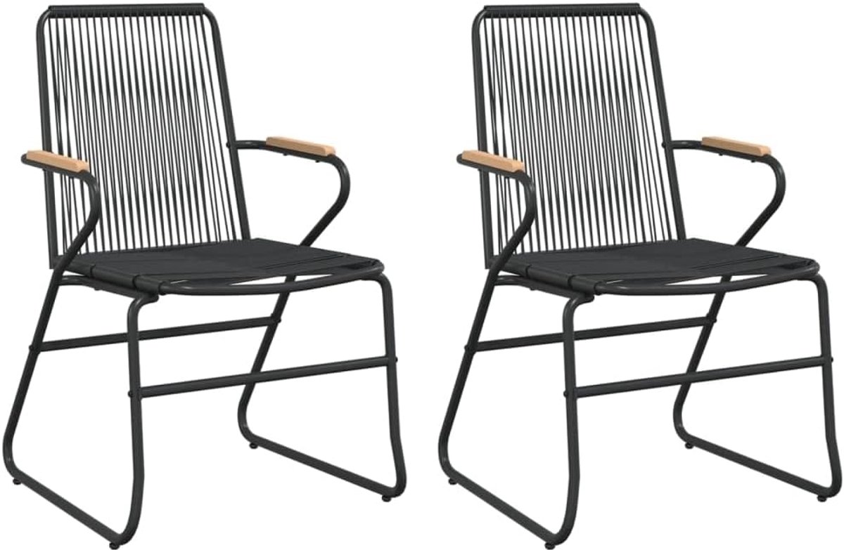 Tuinstoelen 2 STK. tuinstoel stoel fauteuil eetkamerstoel terrasstoel campingstoel hoge rugleuning stoelen tuinstoelen tuinmeubels zwart 58x59x85,5 cm PVC rotan
