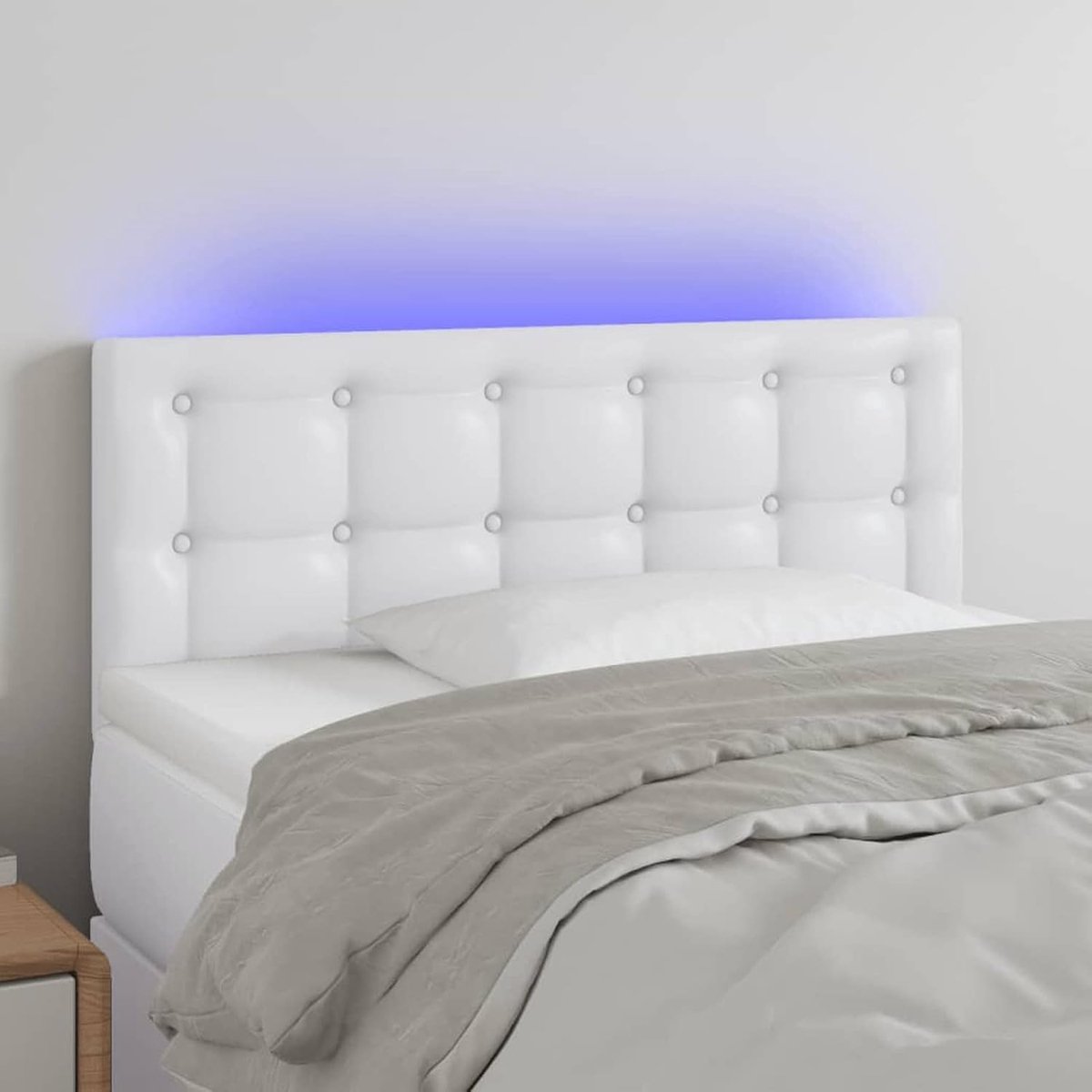 Led-hoofdeinde, wit, 100 x 5 x 78/88 cm, kunstleer, comfortabele ondersteuning, hoofdeinde, voor slaapkamer, logeerkamer