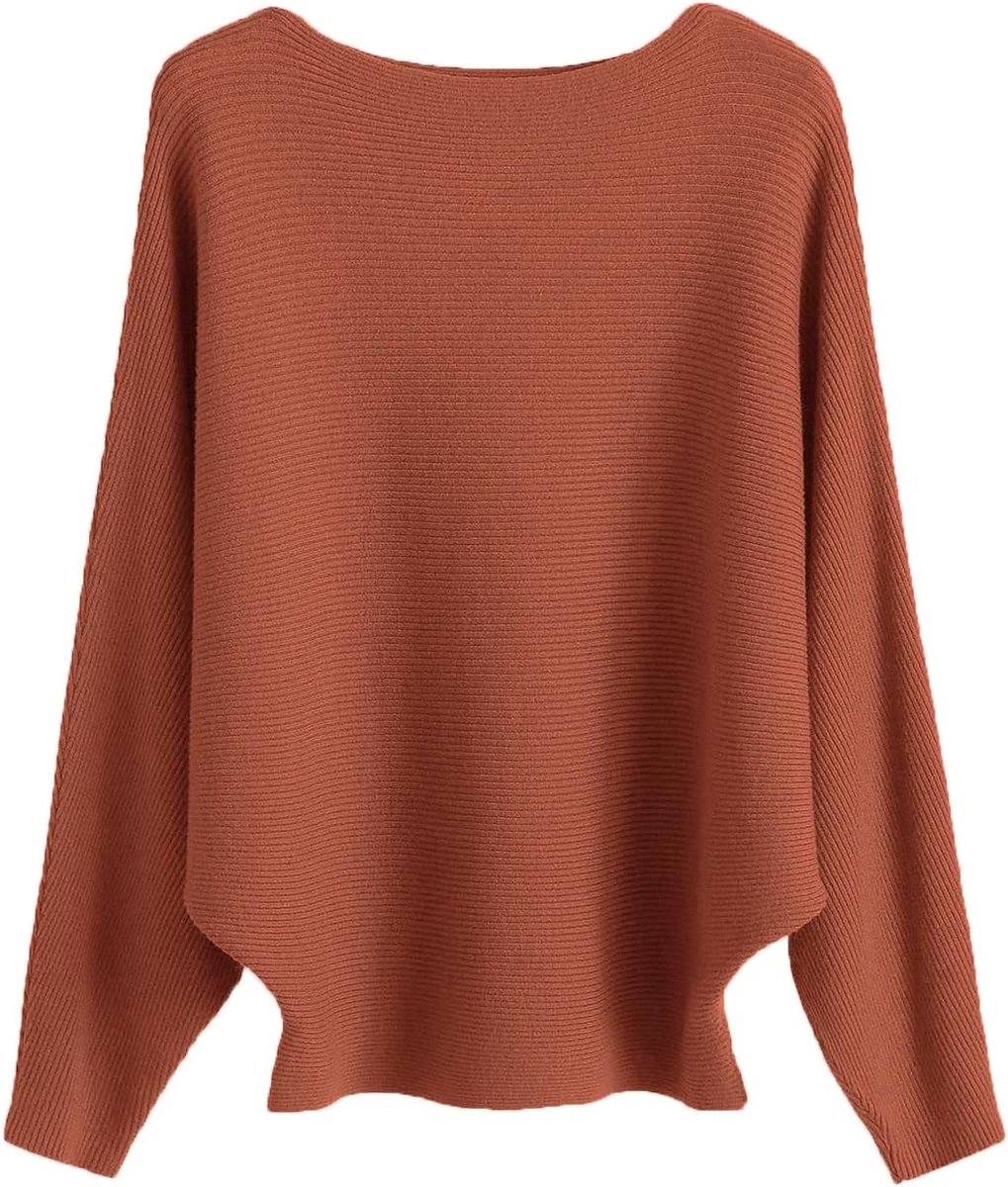 Dames Trui Vleermuismouwen Elegant Oversized Trui Lange Mouw Sweatshirt Gebreide Trui Batwing Gebreide Top