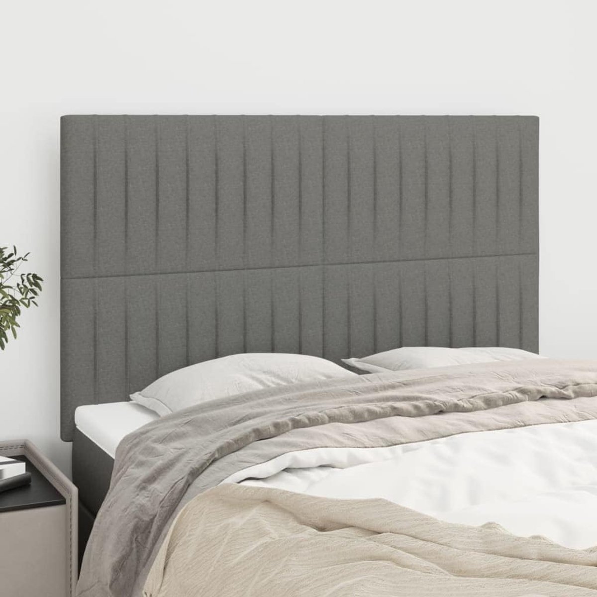 Hoofdsteunen 4 stuks donkergrijs 72 x 5 x 78/88 cm materiaal hoofdeinde voor slaapkamer slaapkamer meubels hotels