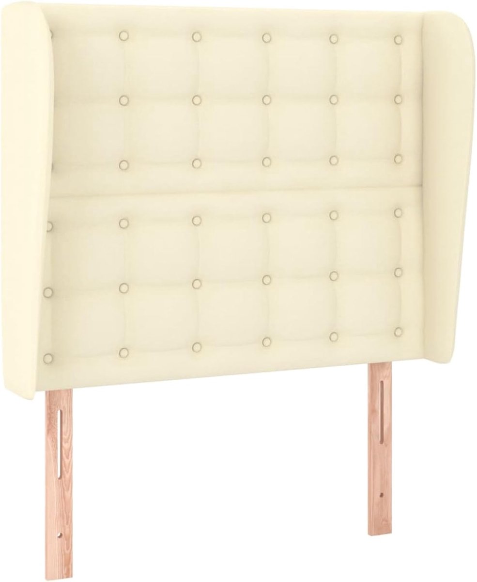 Hoofdeinde met oren, crème, 103 x 23 x 118/128 cm, kunstleer, voor bedden zonder hoofdeinde, ideaal voor slaapkamer en moderne woonkamers, eenvoudige montage, gemakkelijk te reinigen en