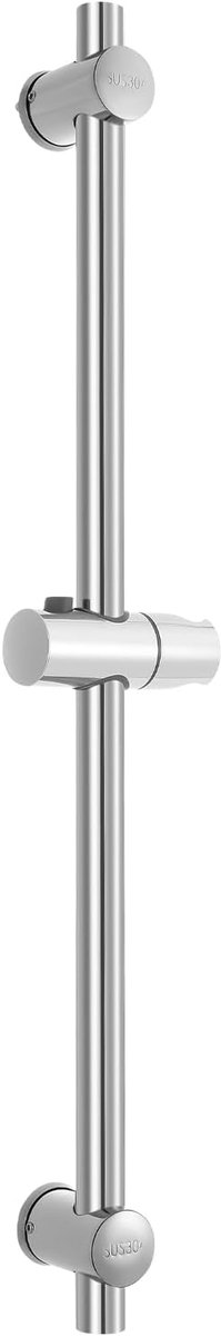 Douchekophouder, verstelbaar, roestvrij staal, 304, 360 graden draaibaar en in hoogte verstelbaar (54 cm), wandmontage, max 66 cm lengte, voor douche, badkamer, zilver