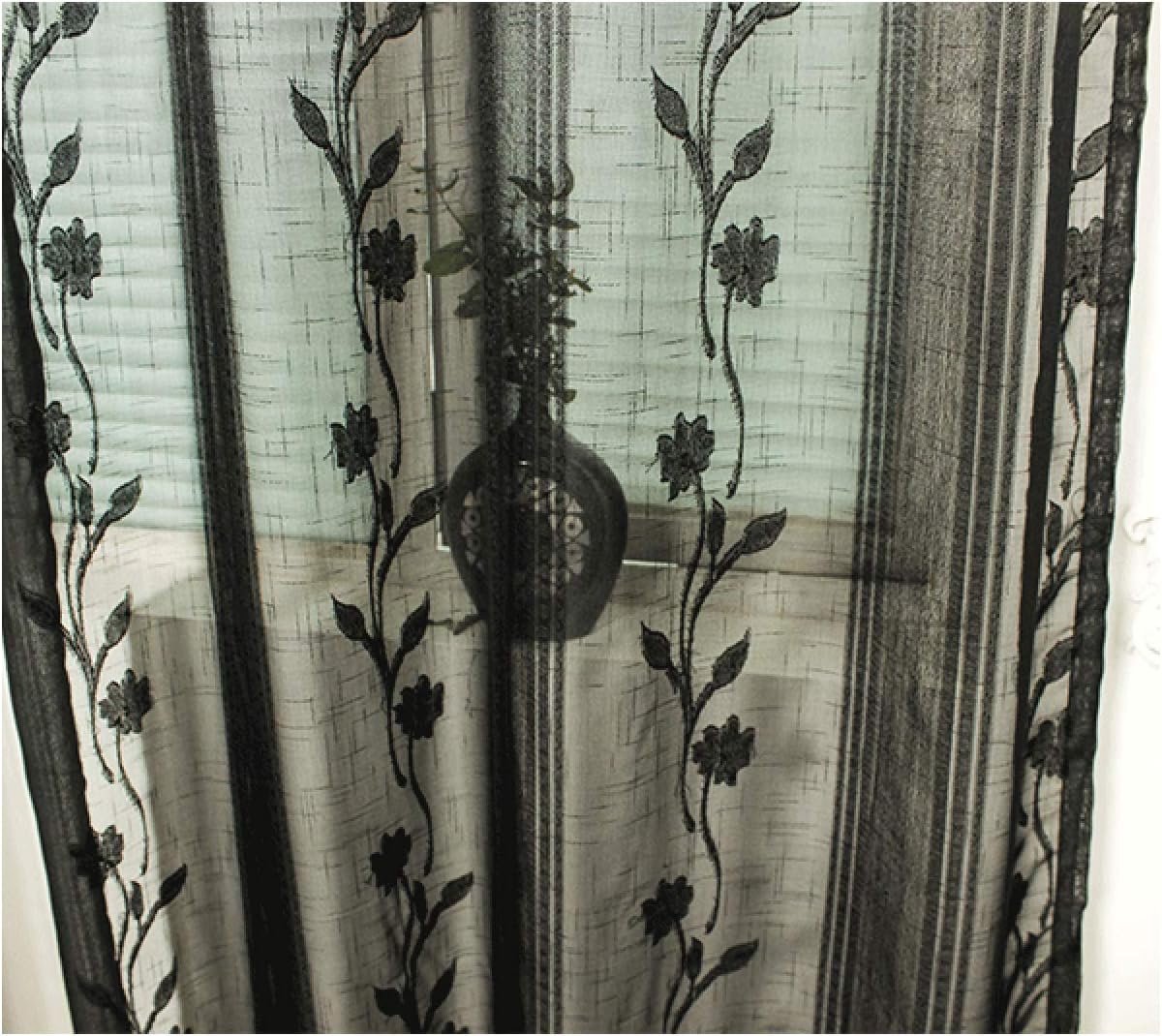 Voile/gordijn/voor slaapkamer, zacht/polyester/Blackout/pure gordijnen/Balkon scheidingswand/decoratie, haken top-Zwart. 200x270cm (79x106inch)
