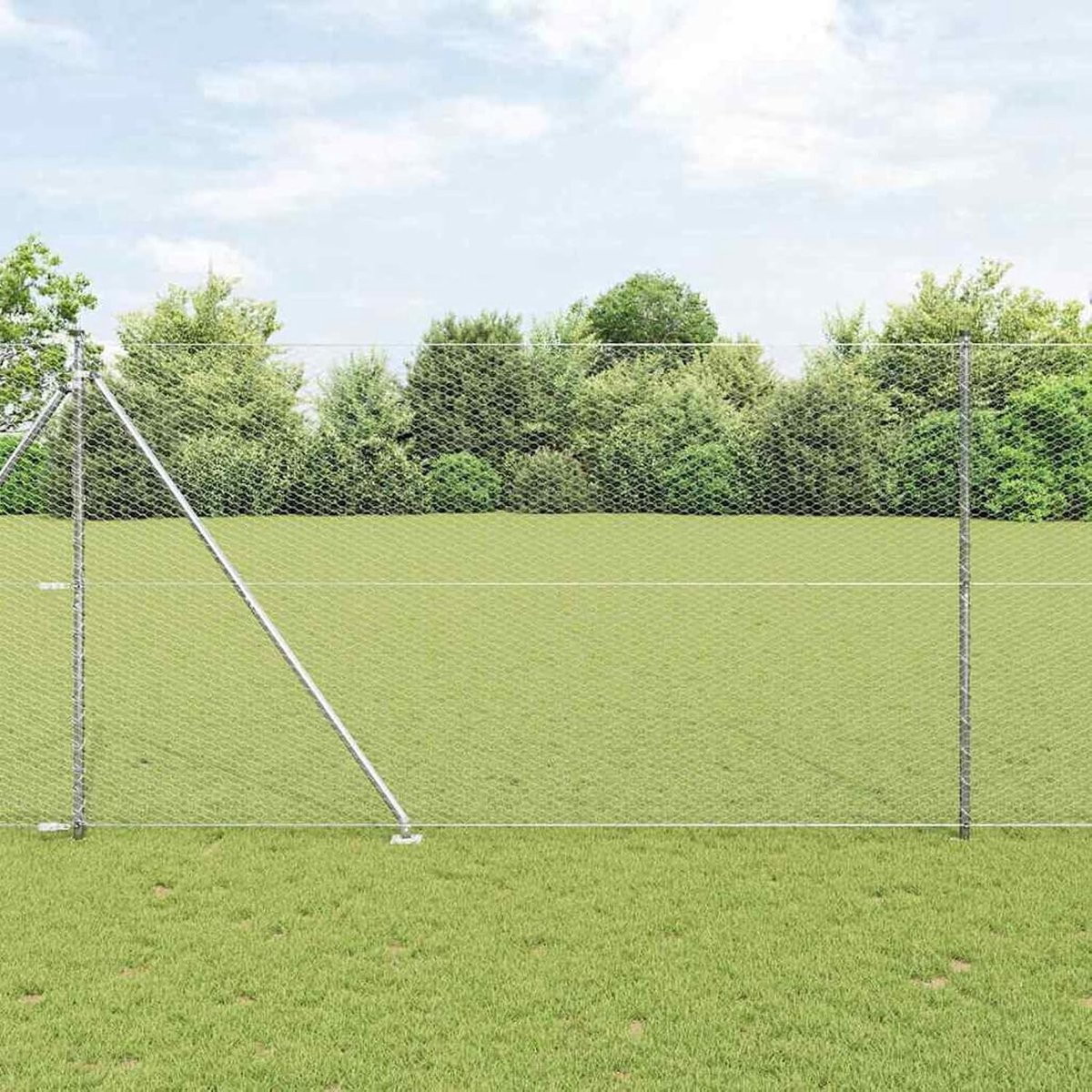 Palen 1,6 x 50 m, hekpalen met spikes, 13 stuks, Ø 32 mm, 180 cm, verzinkt staal, hekstangen, metalen palen voor draadhekken, tuinhek, weideomheining buiten