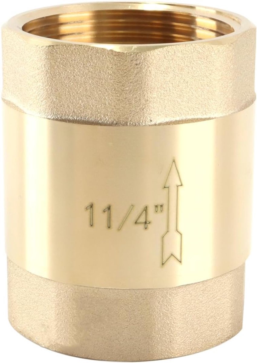 Terugslagklep van messing, 1 1/4 inch (DN32) binnendraad, PN 25, voor watervoorziening, verwarming en persluchtsystemen (1 1/4 inch)