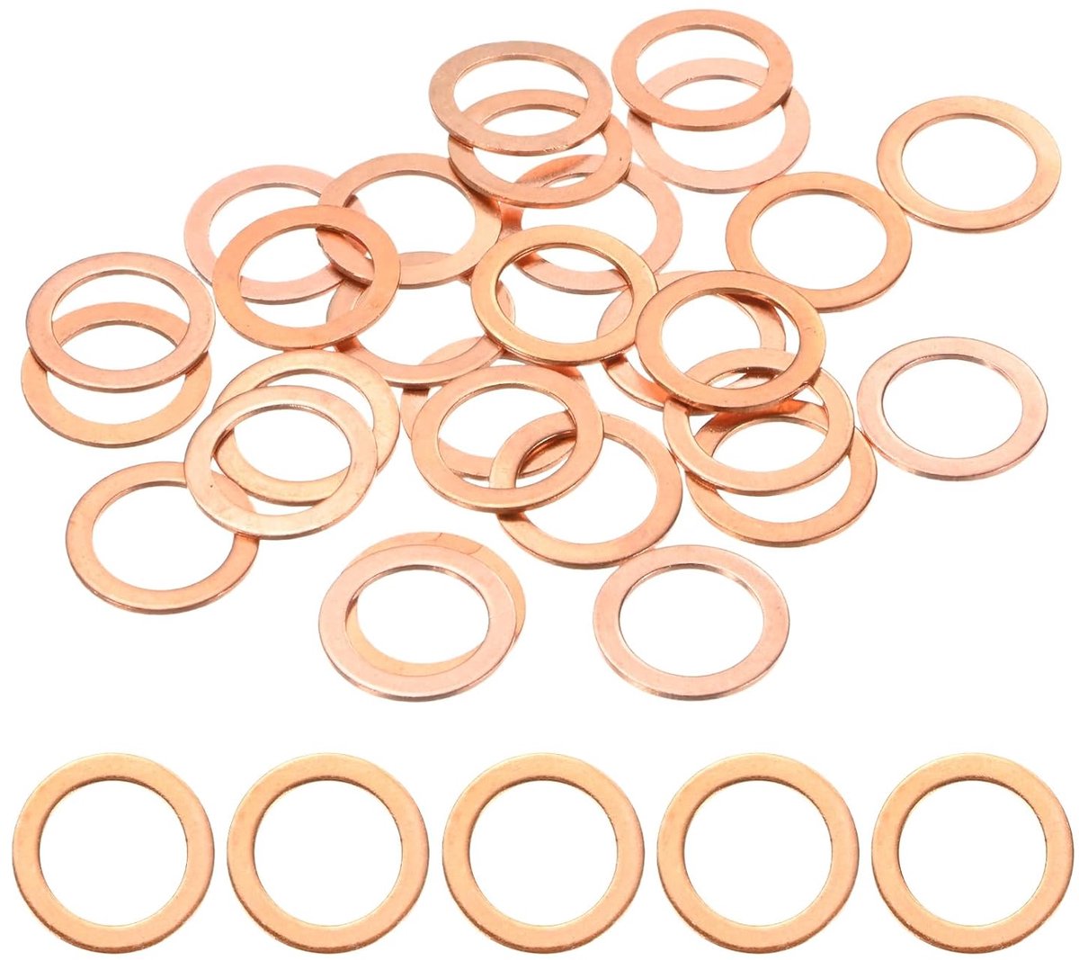 30 stuks sluitringen van koper, metrisch, M14 x 20 x 1 mm, afdichtringen van koper voor bouten, schroeven, moeren voor automotief/machines/sanitair, platte metalen ring
