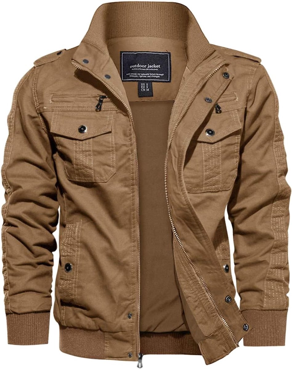 Mannen Casual Katoen Militaire Bomber Jas Winter Bovenkleding Windjack Cargo Jas Multi Zakken