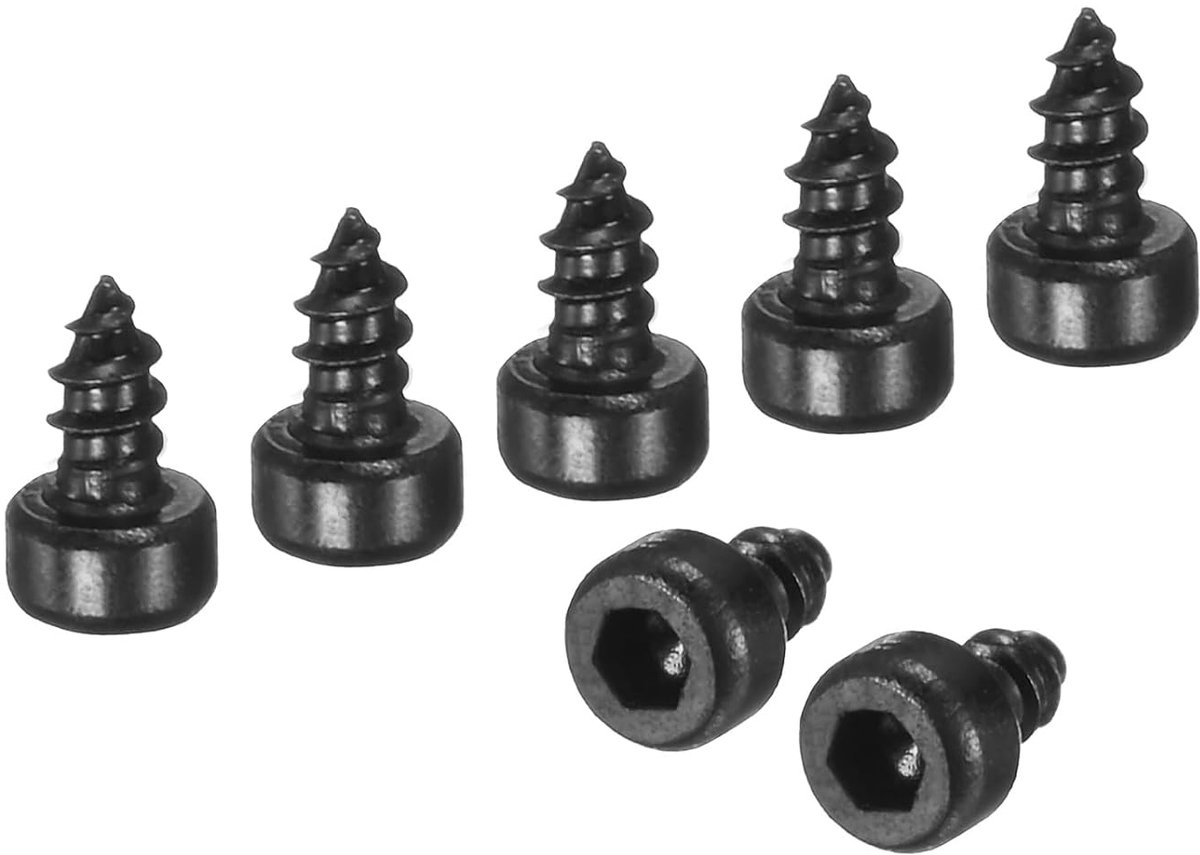 100 stuks zelftappende zeskantschroeven, M2 x 4 mm, roestvrij staal, volledige schroefdraad, voor meubels, machines en huishoudelijke apparaten, zwart