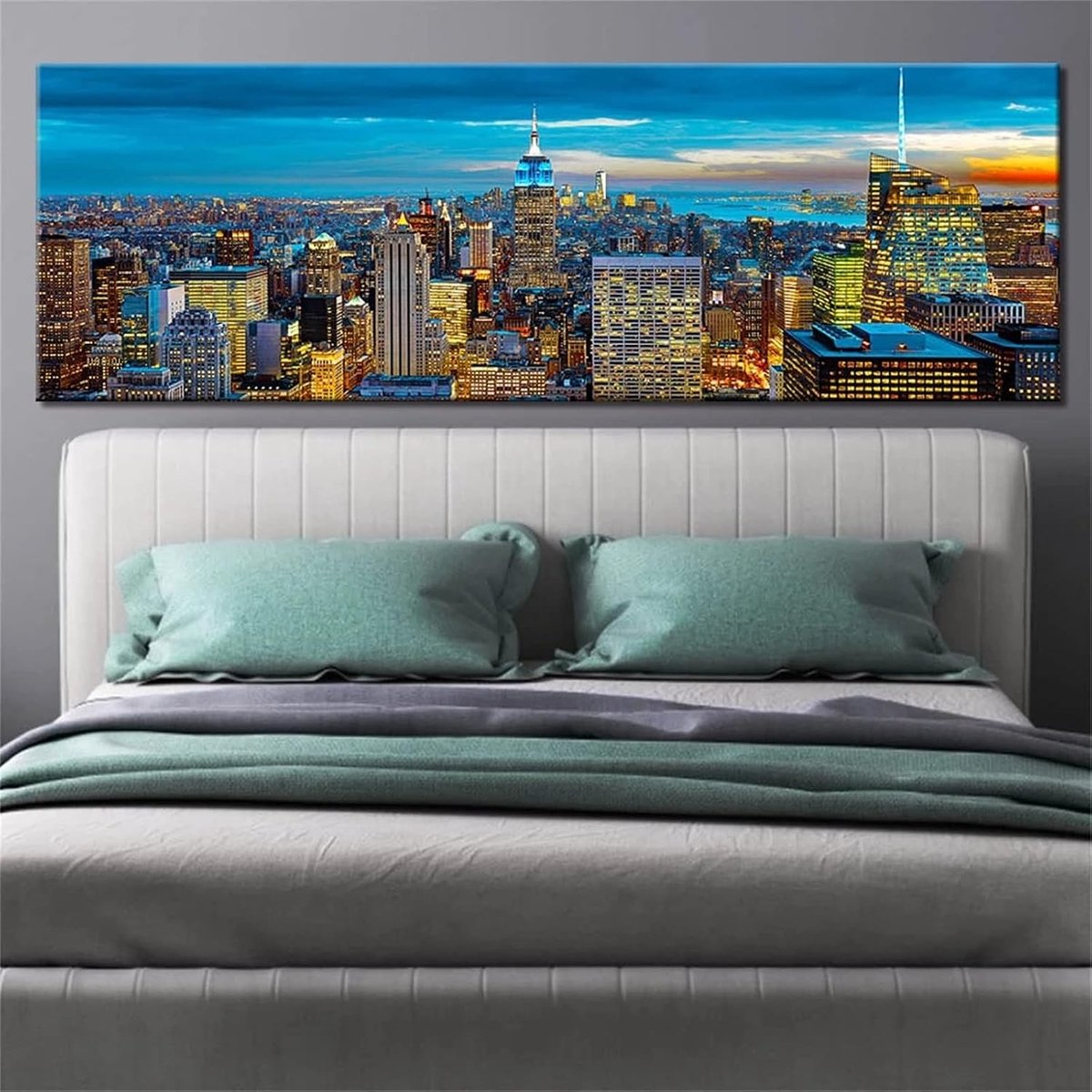 5D Diamond Painting City Night View Paint by Numbers voor Volwassenen Grote Full Diamond Borduurkits Kids Crystal Rhinestone Cross Stitch Art Crafts voor Home Wall Decor Giften, 40x120cm/16x48inch