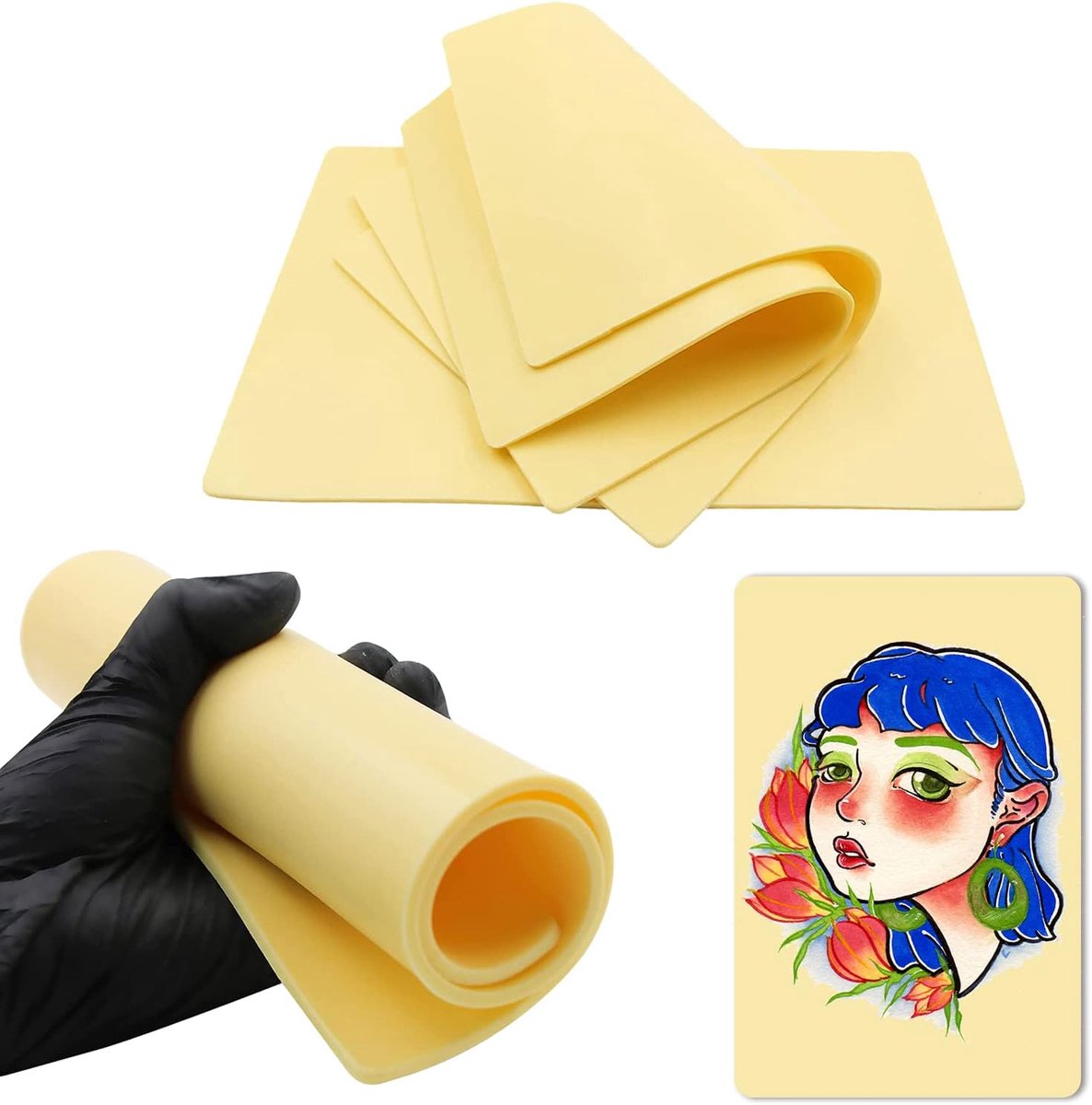 3MM Tattoo Oefenhuid - PEPAX 3 Stuks 30,5 x 20,3 cm Blanco Tattoo Oefenhuid-pads Siliconen Dubbelzijdige Nephuid voor Beginners en Kunstenaars
