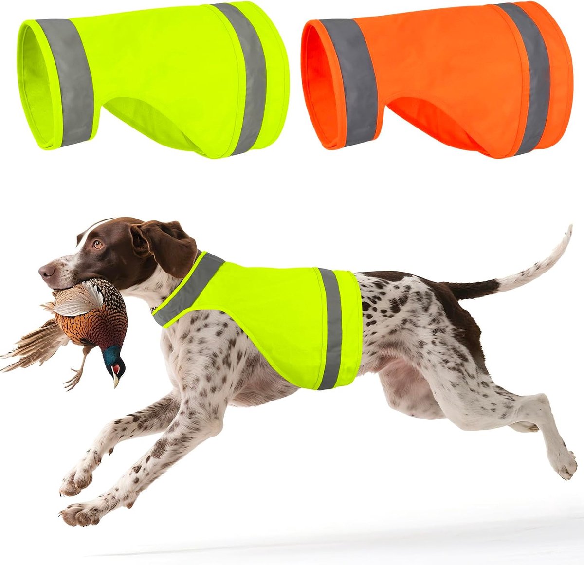 Set van 2 jacht-hondenvesten, reflector, groen/oranje