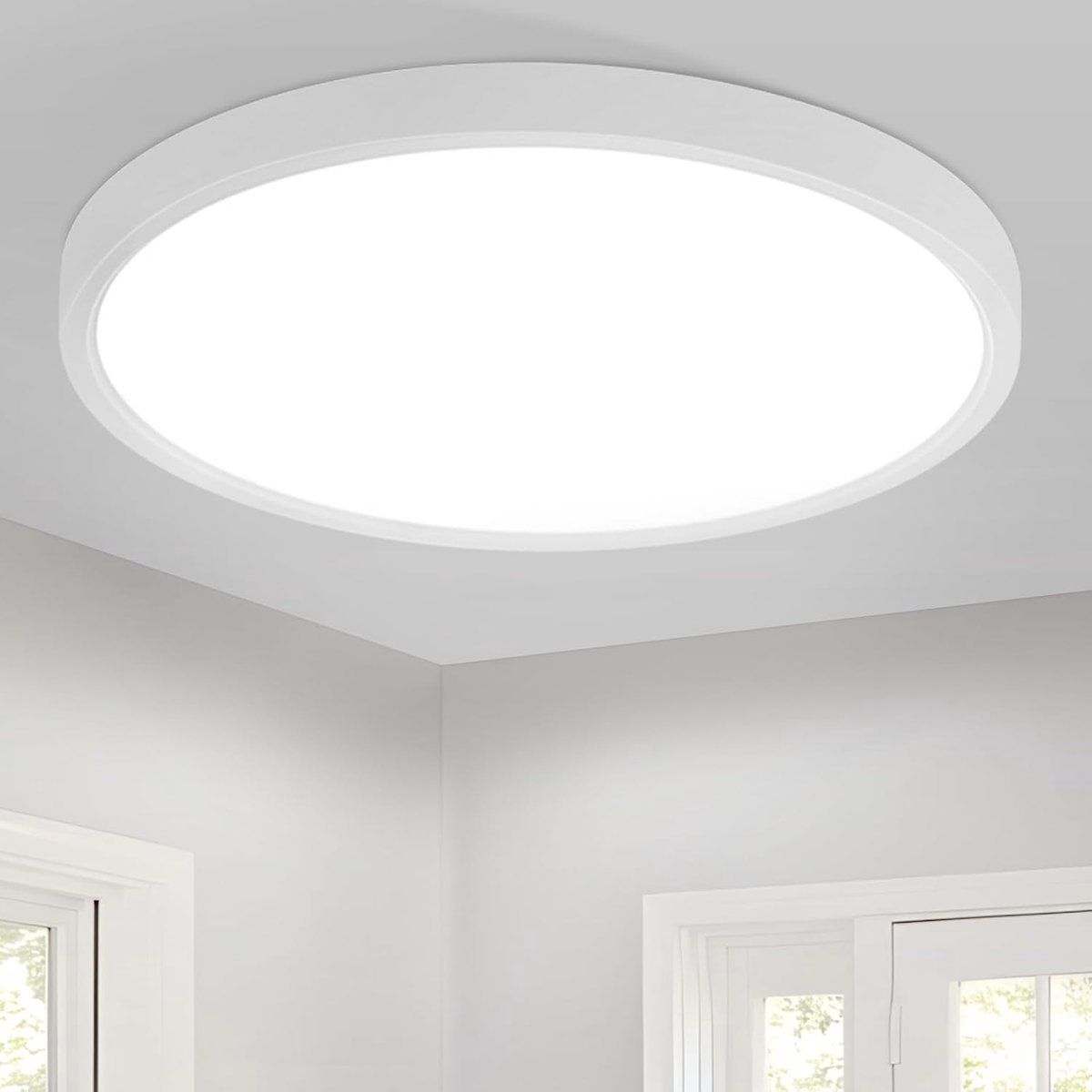 Plafondlamp LED Plafondlamp Badkamer - 23CM Slaapkamerlamp Plat 18W Ganglamp Plafond IP44 Waterdichte Badkamerlamp 6000K Koel Wit Rond Ultradun Keukenlamp voor keuken, kelder, gang