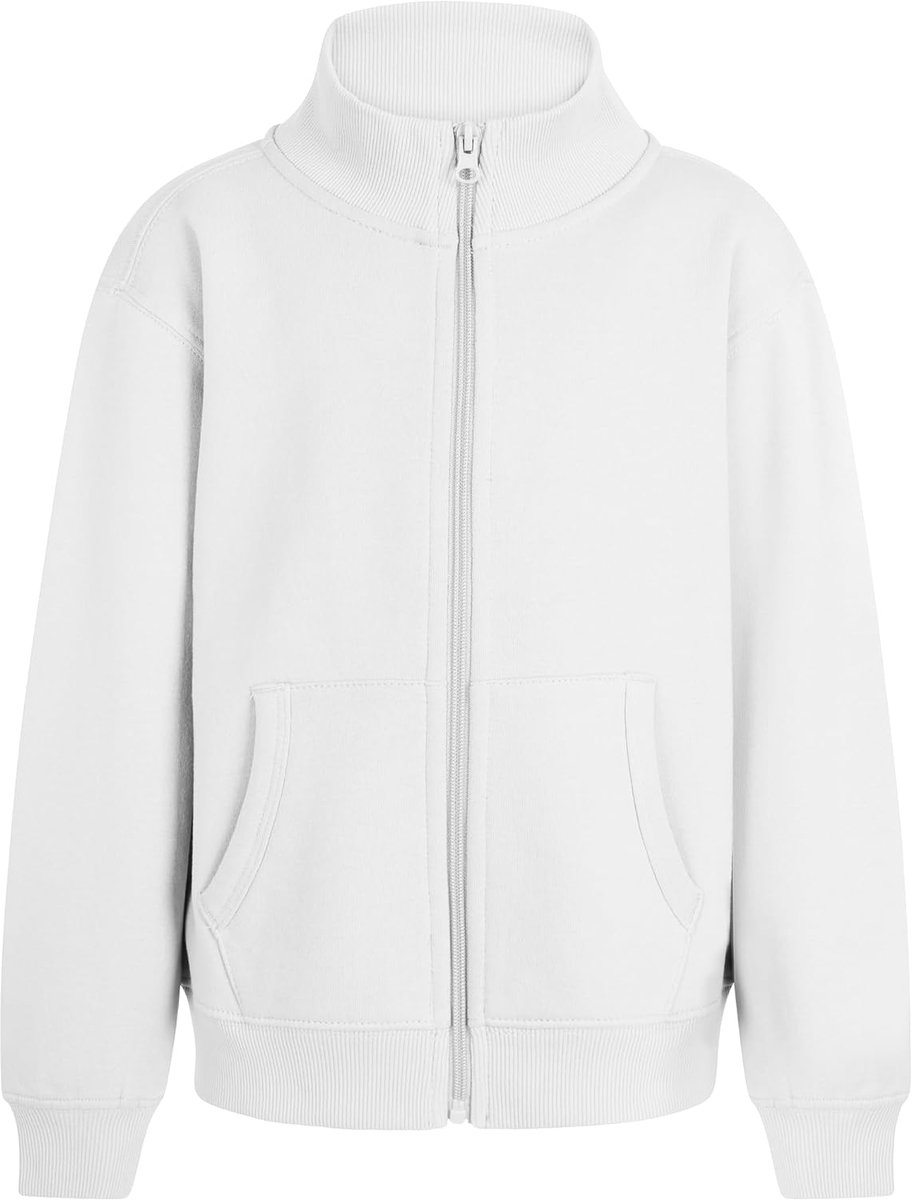 SZ270K Cooper Kids Sweatshirt voor kinderen, met ritssluiting, wit, maat 9/11, Wit, 9-11 años