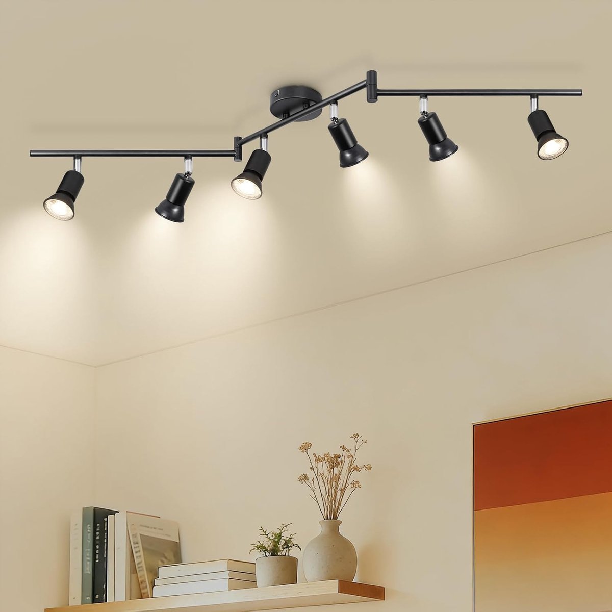 LED plafondspot zwart 6 vlammen