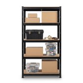 Stellingkast Metaal Zwart – 4-Laags Opbergrek 150x75x30 cm – Magazijnkwaliteit voor Garage en Werkplaats