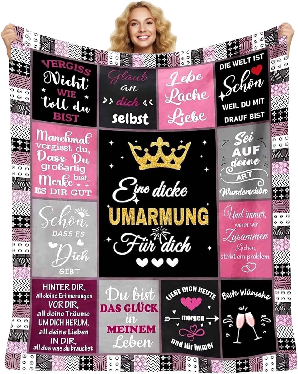 Cadeaus voor vriendin, omarmingsdeken, cadeau voor vriendin, voor vrouwen, opvrolijking geschenken vriendin, gepersonaliseerd cadeau voor vriendin, vrouwen, moeder, collega
