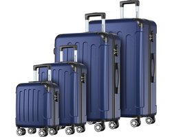 TRVLMORE Kofferset - 4-Delig - 24L Underseat, 38L Handbagage + 70L en 110L Ruimbagage - Lichtgewicht - Trolley - Reiskoffer Set - Donkerblauw