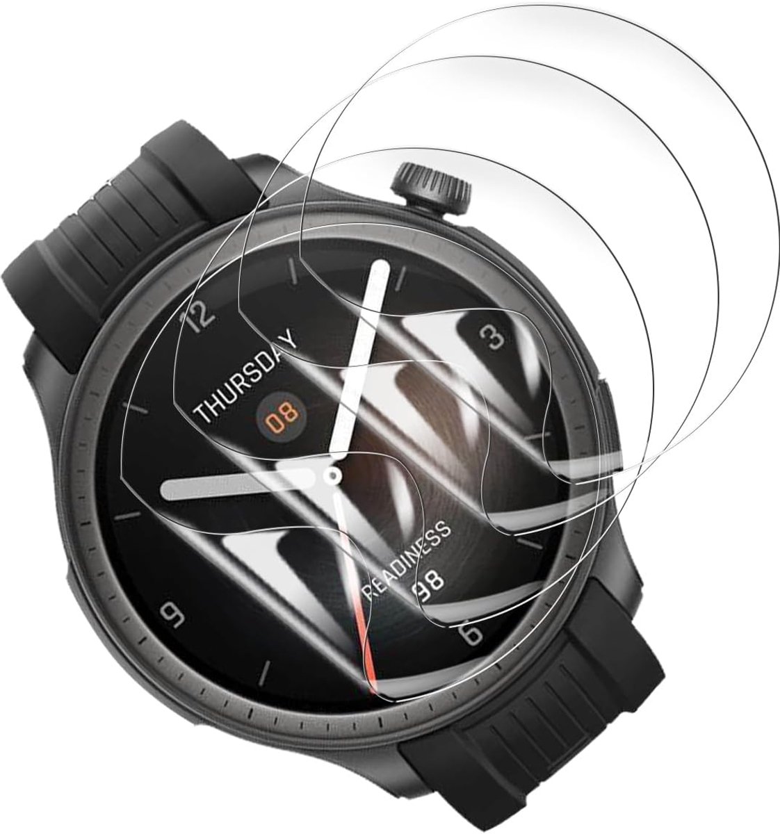Compatibel met Amazfit Balance (geen gehard glas), flexibele TPU-folie, 4 stuks, luchtbelvrij, HD, anti-kras displaybescherming voor Amazfit Balance