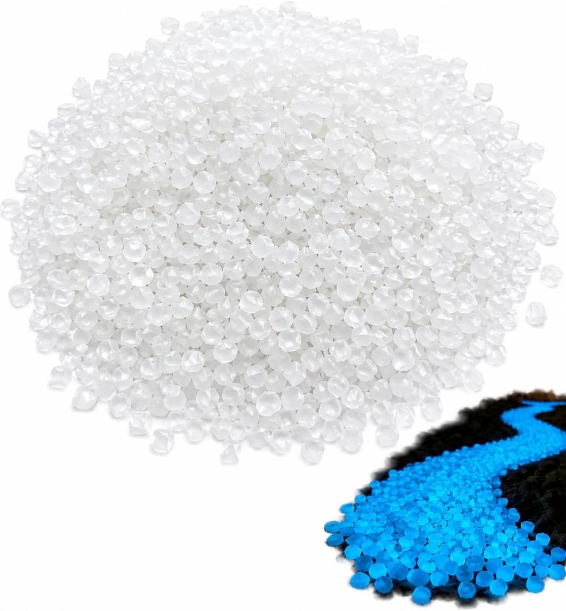 5000 stuks herbruikbare kleine lichtgevende kiezelstenen, fluorescerend kleurrijk zand, decoratieve stenen voor tuin, aquarium, kinderkamer, balkon (wit)