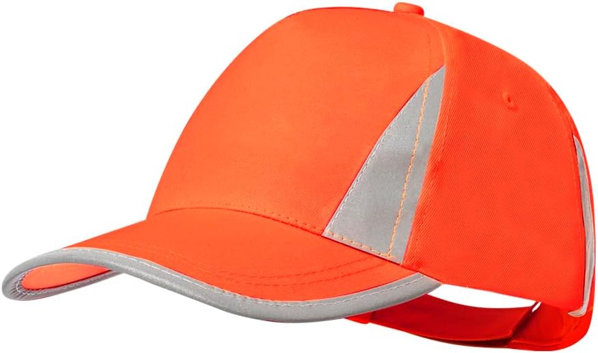 Sportmuts met 5 panelen, polyester, hoge zichtbaarheid, verstelbaar, neongeel, neonoranje