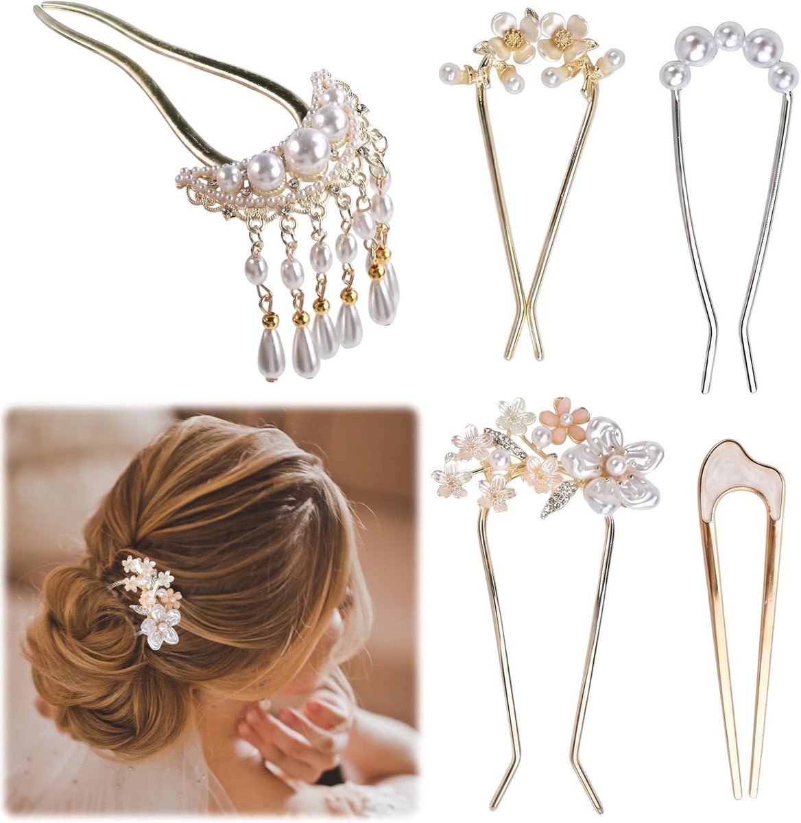 Haarspelden voor dames, van premium legering, U-vormige haarspelden, Franse pinnen, elegant en minimalistisch voor flexibele kapsels