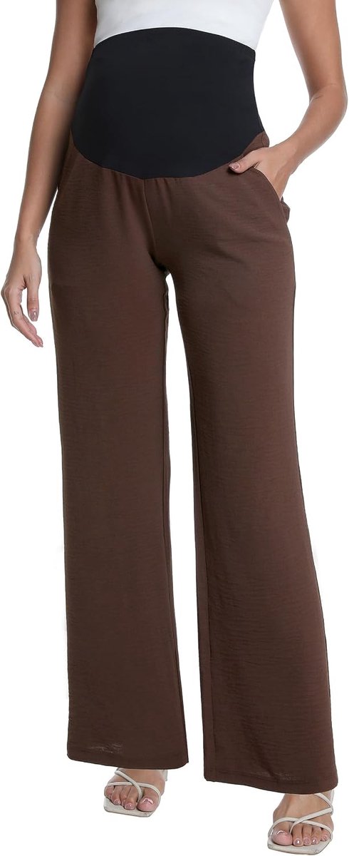 Zwangerschapsbroek voor dames, brede pijpen, vloeiende lounge, zwangerschapsbroek, zomerbroek, strandbroek
