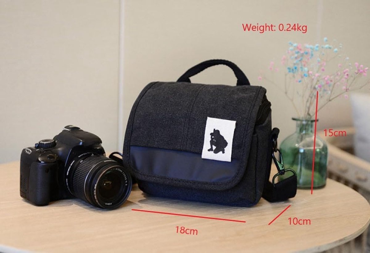 Spiegelreflex fototas voor spiegelreflex DSLR-camera, outdoor cameratas met draagriem, bekleding, snelle toegang, stofbeschermingsvak, zwart, Vrije tijd