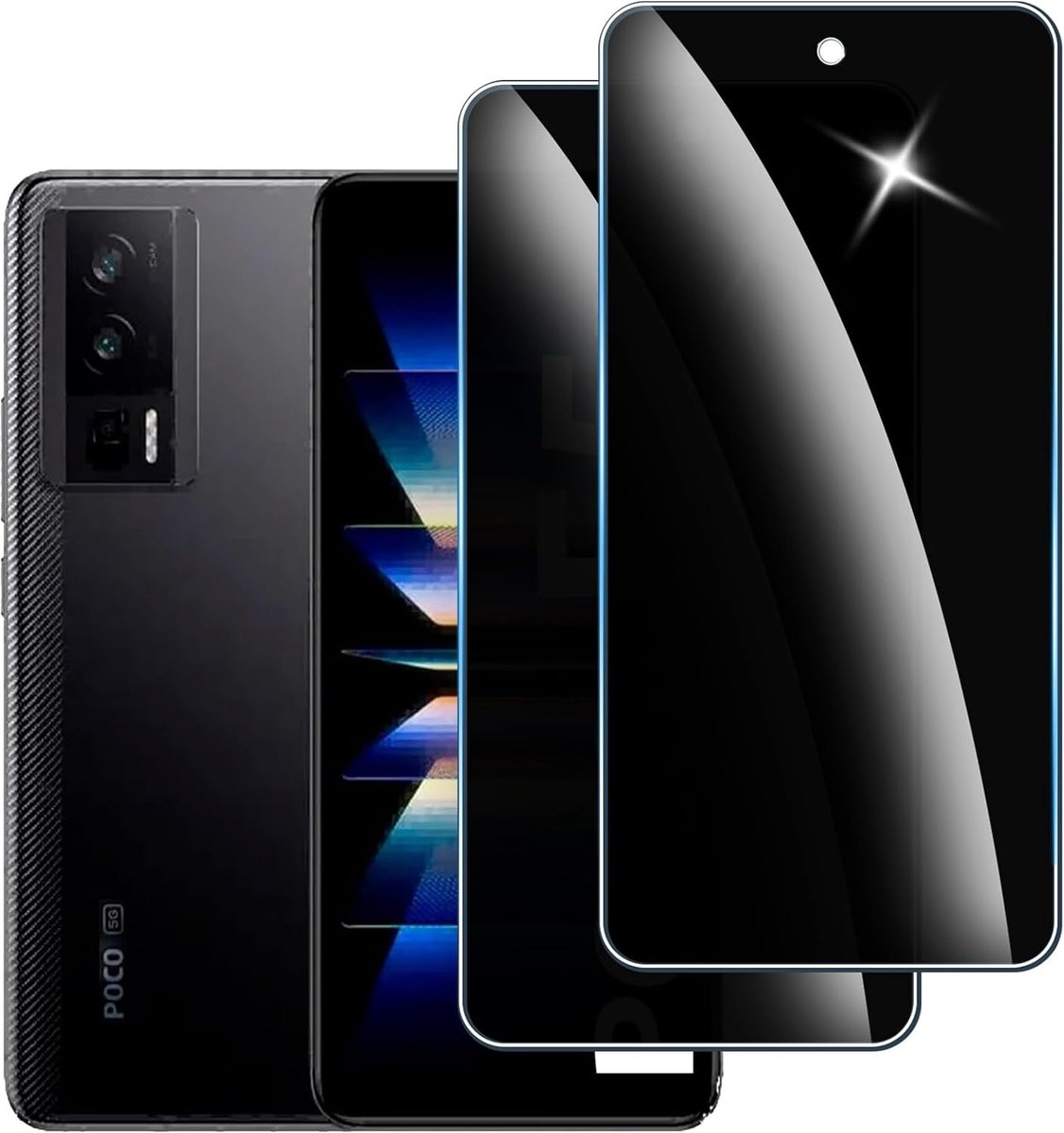 2 Stuks Anti-Spionage Screenprotector Gehard Glas voor Xiaomi Poco F5 Pro, 9H Hardheid, Anti-Kras, Anti-Vingerafdruk, Bubble Proof, Volledige Afdekking