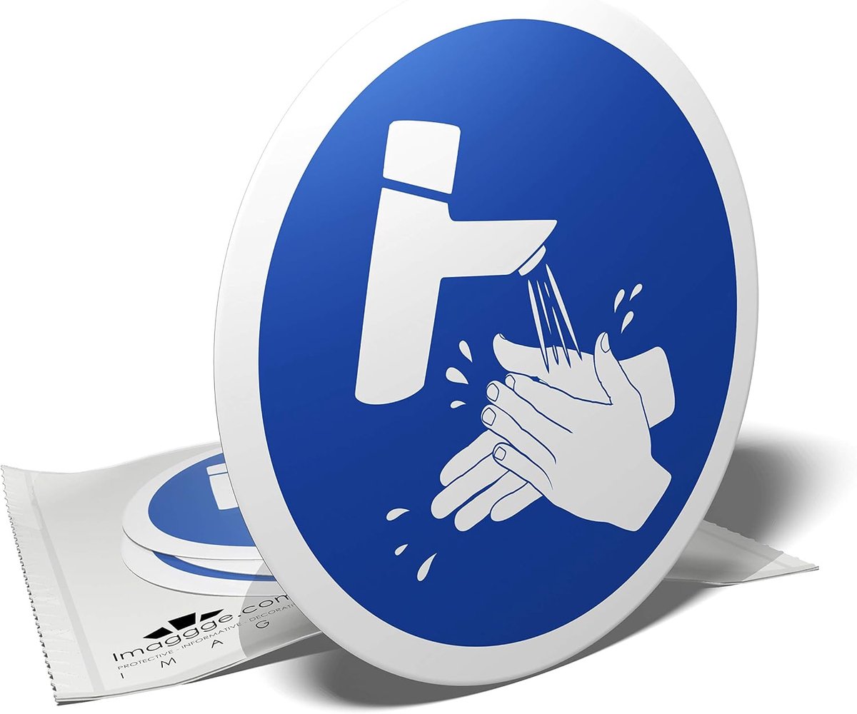 verkeersbord - hygiëne - handwas - 4 stickers - 9,5 cm