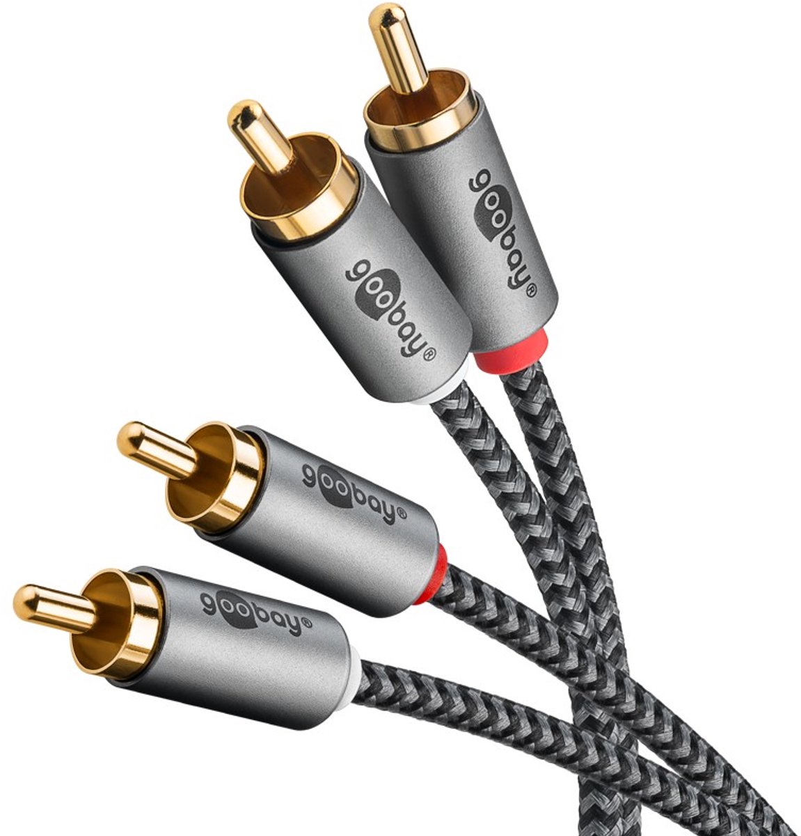 Goobay Stereo tulp-kabel, 2 x cinch-stekker (audio links/rechts) naar 2 x cinch-stekker (audio links/rechts), 2 m