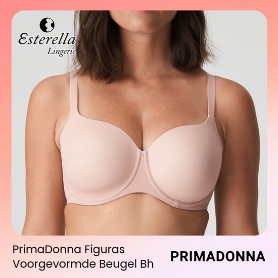 PrimaDonna Figuras bh in poederroze met voorgevormde cups en beugels. Logo Esterella Lingerie.