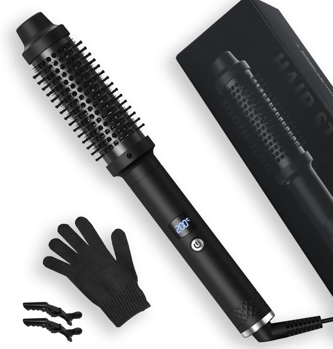 Brush 38mm - Warmteborstel met LCD-scherm (120-200°C), Ronde Krulborstel & Hairstyler - Gebruik als Kam, Strijkijzer, Krultang - Thermoborstel voor Volume bij de Wortels en Losse Krul
