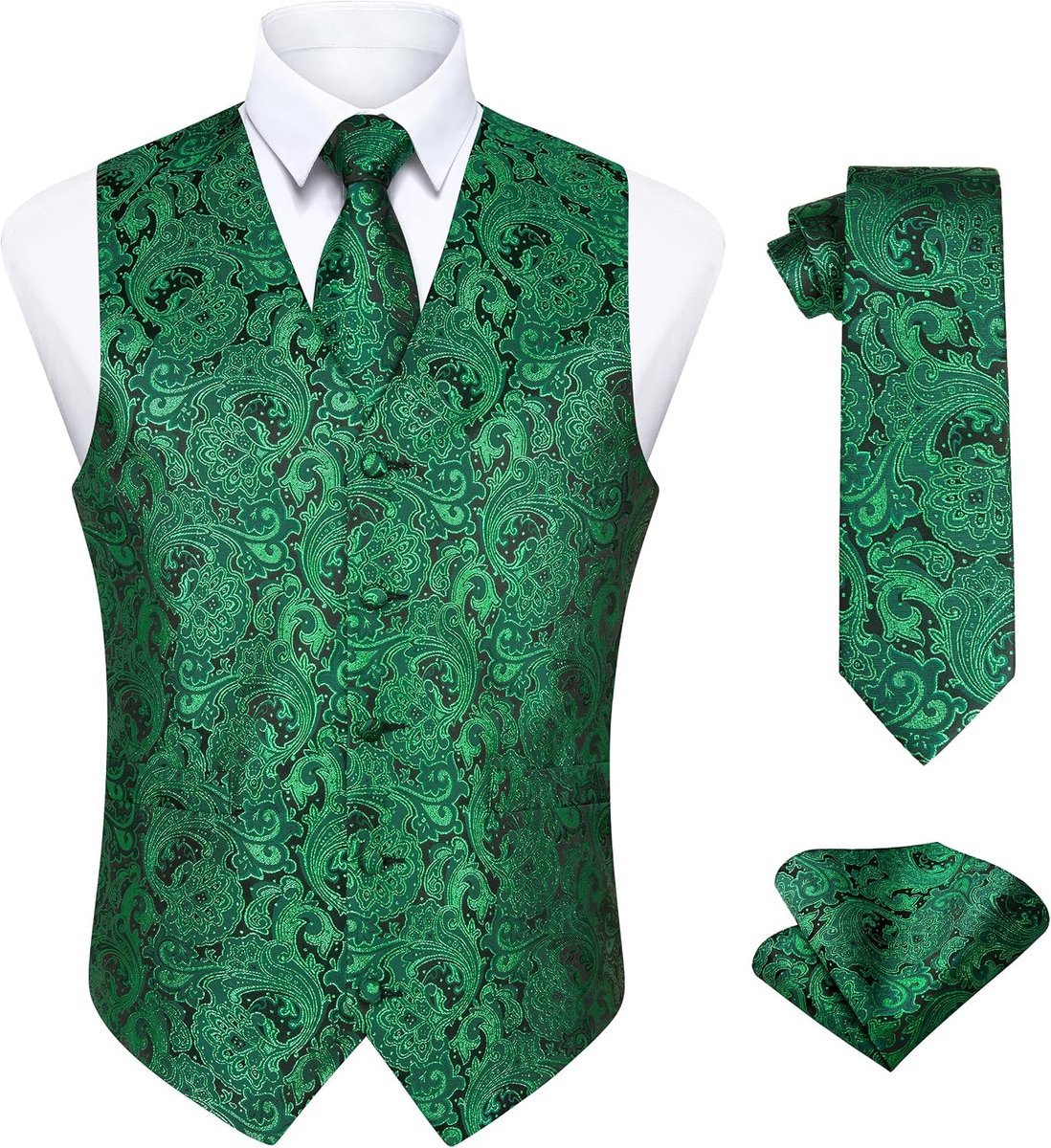 Heren vesten Paisley vest stropdas pochet set voor bruiloft party business XS-6XL