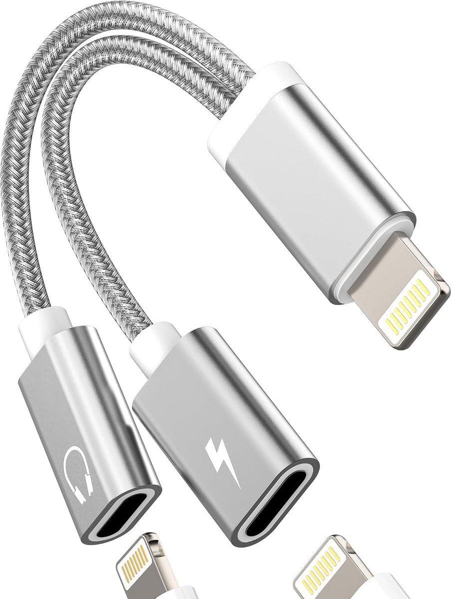 Lightning Adapter (2-in-1) Oplader Voor IPhone 14, 13, 12 Pro, IPad Air, Audio Kabel, Oortelefoon Splitter, Accessoires