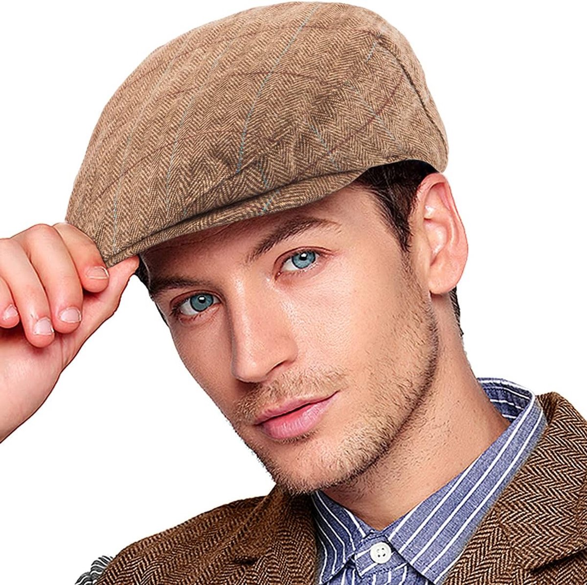 Ivy Gatsby Newsboy Cap - Klassieke Wolmix Tweed Flat Cap Cabbie Hoed Heren