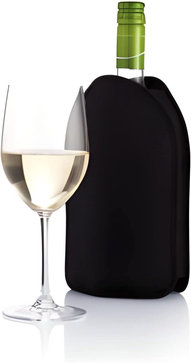 Koeltas voor wijn- of champagneflessen, verstelbaar, neopreen, gel, zwart.