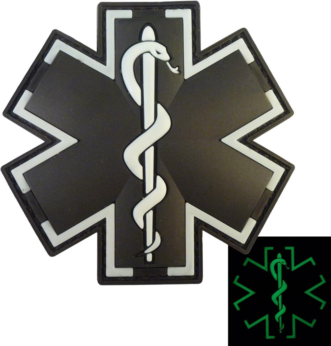 Dark Zwart EMS EMT Medic Paramedic Star of Life Moraal Tactisch PVC Touch Sluiting Patch