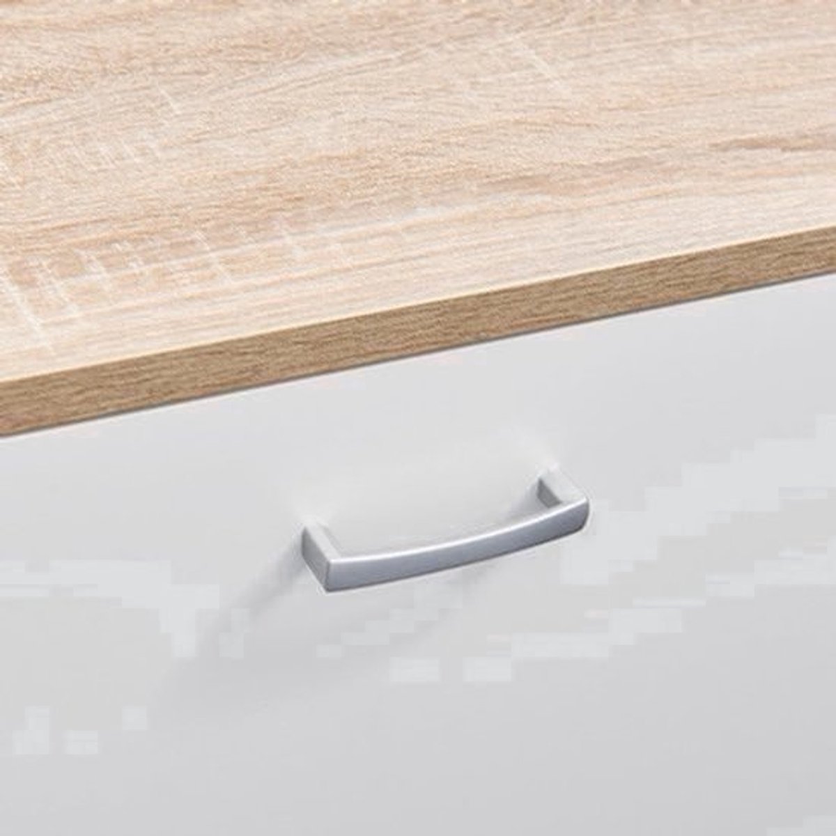 Keukenmeubel – Keukenkast – Keukenblok – Keukeneiland – Opbergmeubel – Mat Wit Melamine – Eiken Sonoma Werkblad – 138x91x56 cm – Veel Opbergruimte