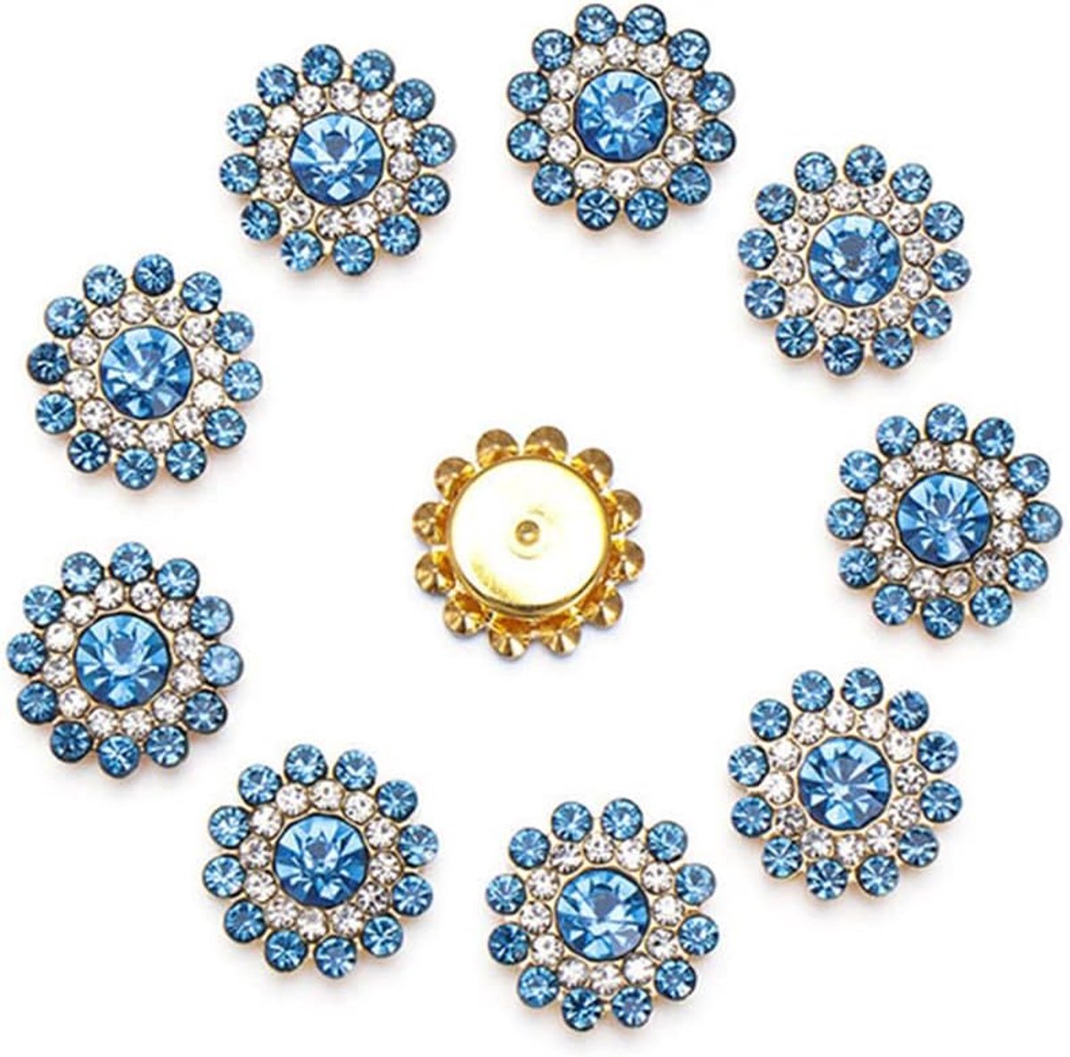 10 stuks 14mm zonnebloemvormige rhinestone klauwknopen kristallen glazen steenknopen voor kledingdecoratie naaiknopen kleding DIY accessoires