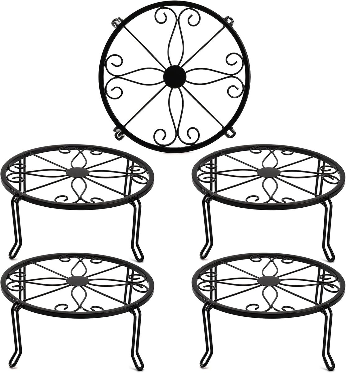 Standaards voor binnen en buiten, plantenbakken, bloempotten, houder, drankdispenser, standaard, pompoen, korte standaard voor vloer- en tafeldecoratie - dubbele