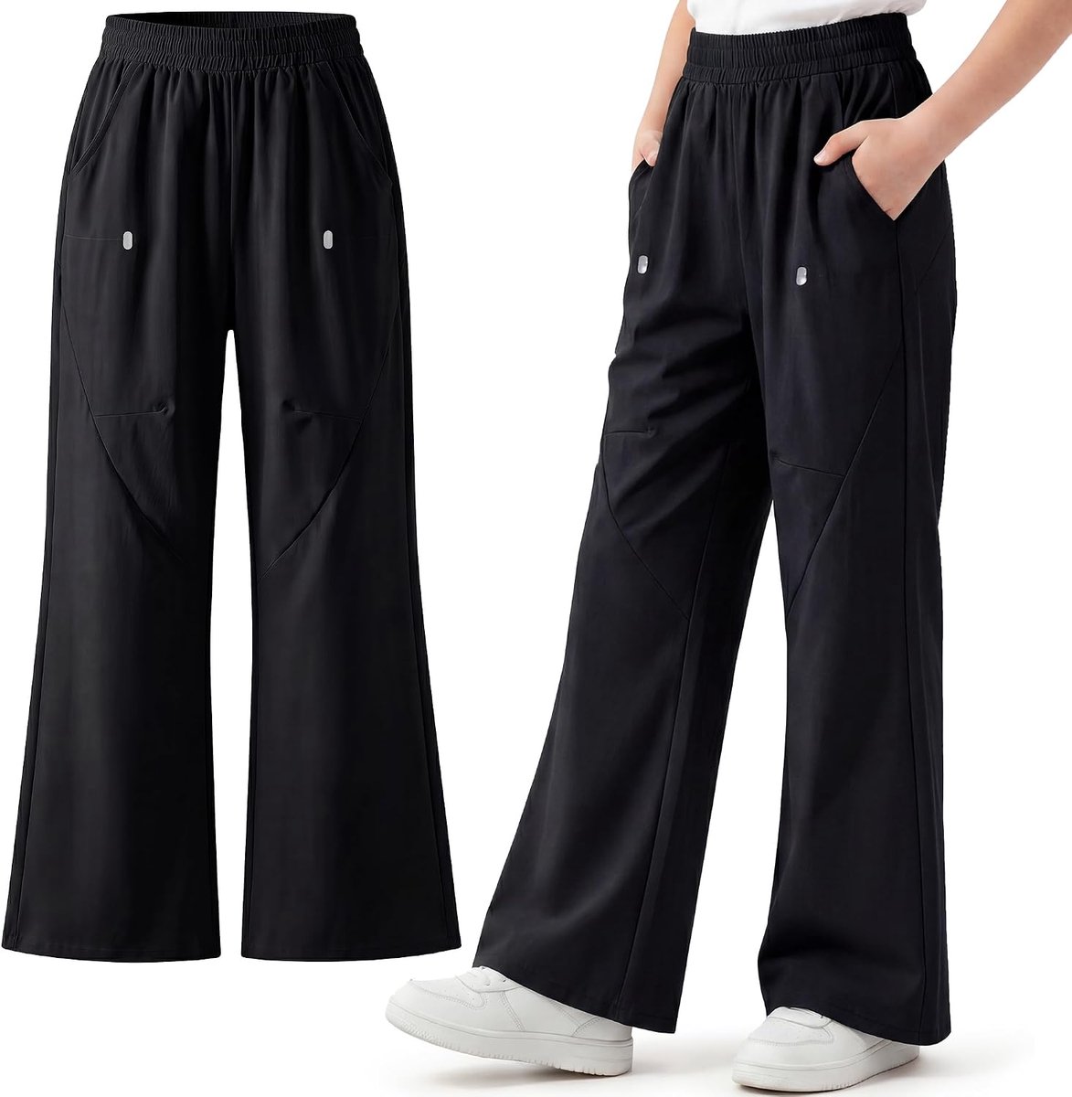 kinderwandelbroek voor meisjes waterdicht UPF 50+ bootcut trekkingbroek met reflecterende stippen zakken outdoorbroek ademend zachte regenbroek school- en sportbroek maat 110-170