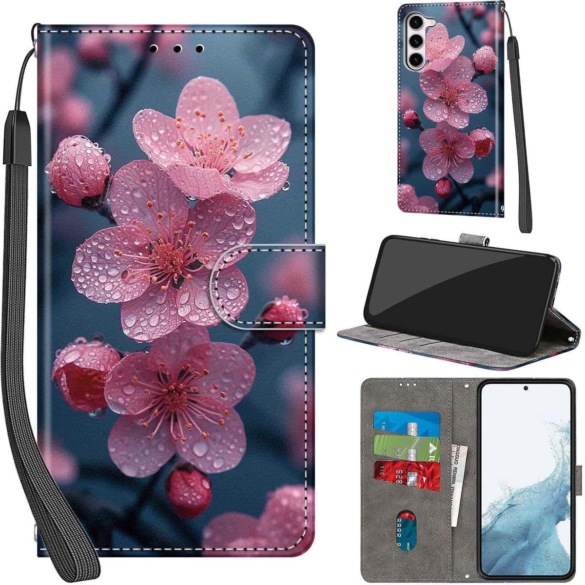 Portemonnee Telefoonhoes voor Samsung Galaxy S23 Bloemen